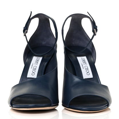 Jimmy Choo Calfskin Theresa 100 Ankle Strap Sandals 37.5 Stormy Blue 2 of 8