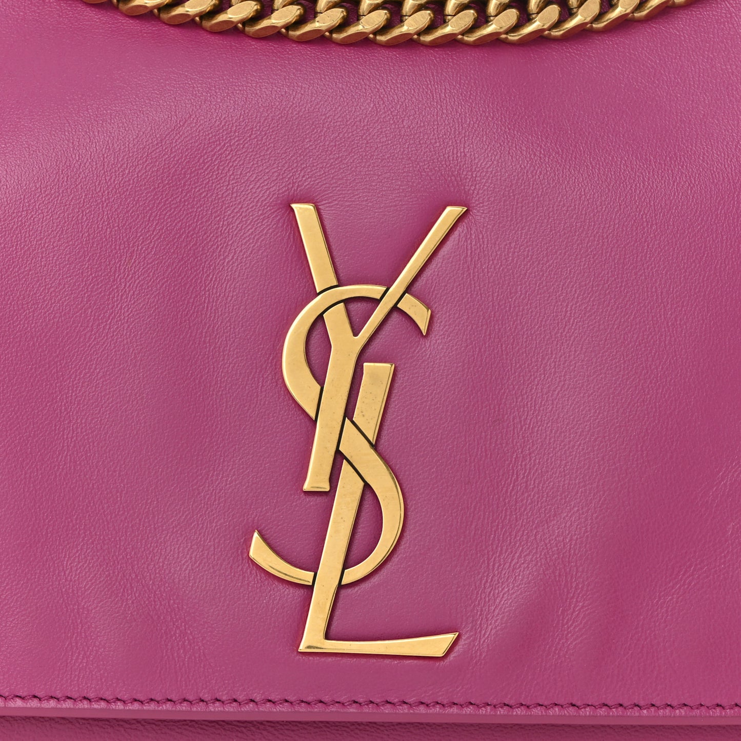 Smooth Calfskin Suede Medium Reversible Monogram Kate Satchel Rose Rubis