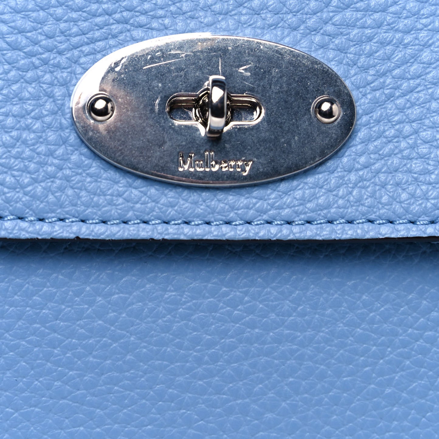 Classic Grain Calfskin Small Bayswater Porcelain Blue