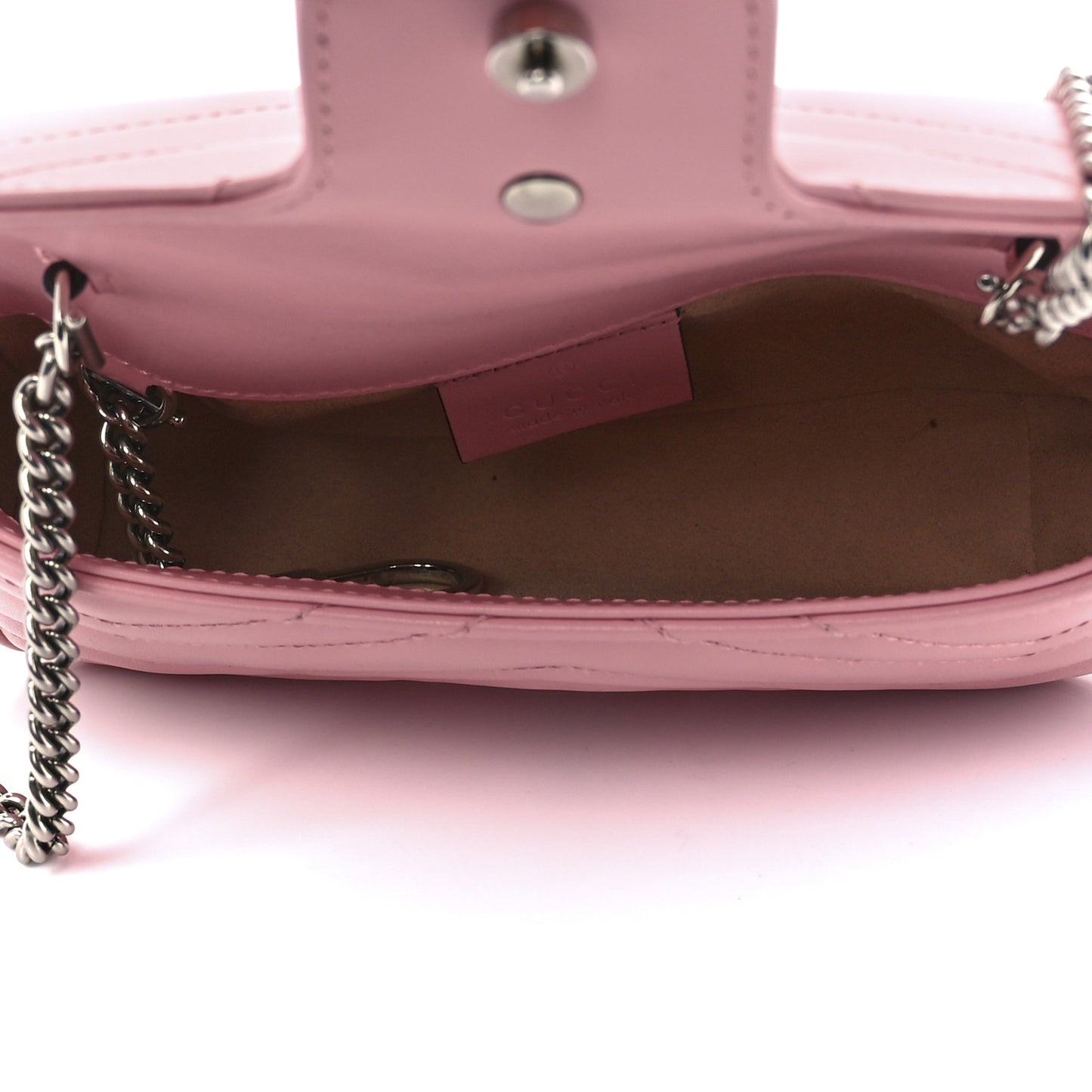 Calfskin Matelasse Super Mini GG Marmont Shoulder Bag Wild Rose