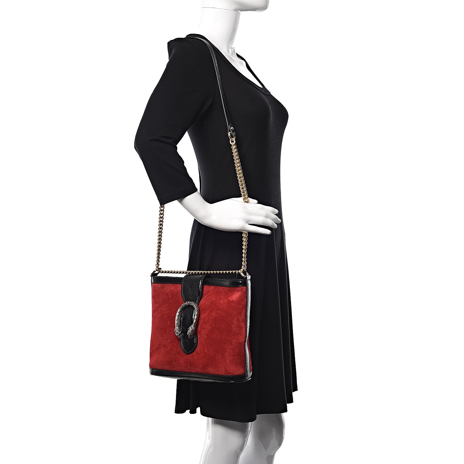 Gucci Suede Patent Medium Dionysus Bucket Bag Red 2 of 13