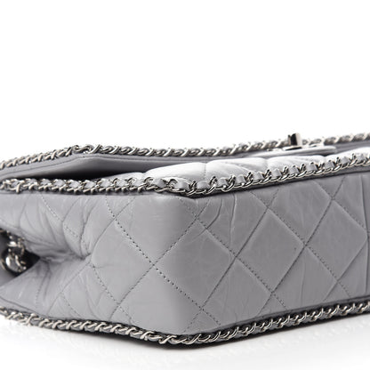 Chanel Crumpled Calfskin Large Chain All Over Flap Grey 9 of 10