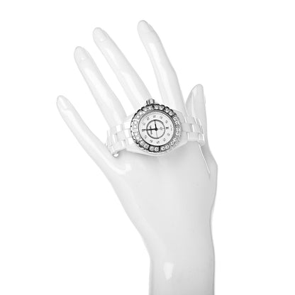 Chanel Stainless Steel Ceramic Diamond 33mm J12 Quartz Watch White 2 of 8
