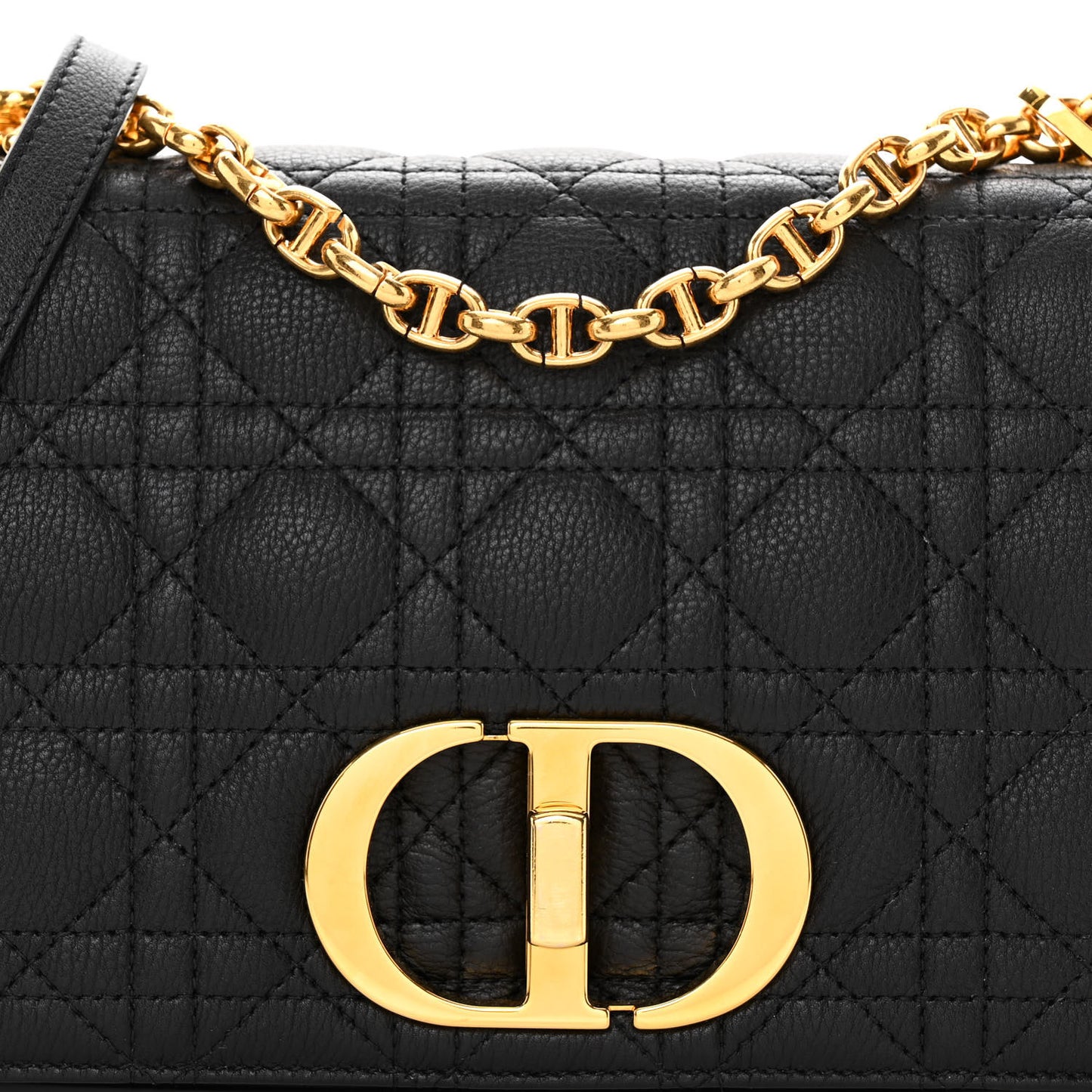 Calfskin Cannage Medium Caro Bag Black