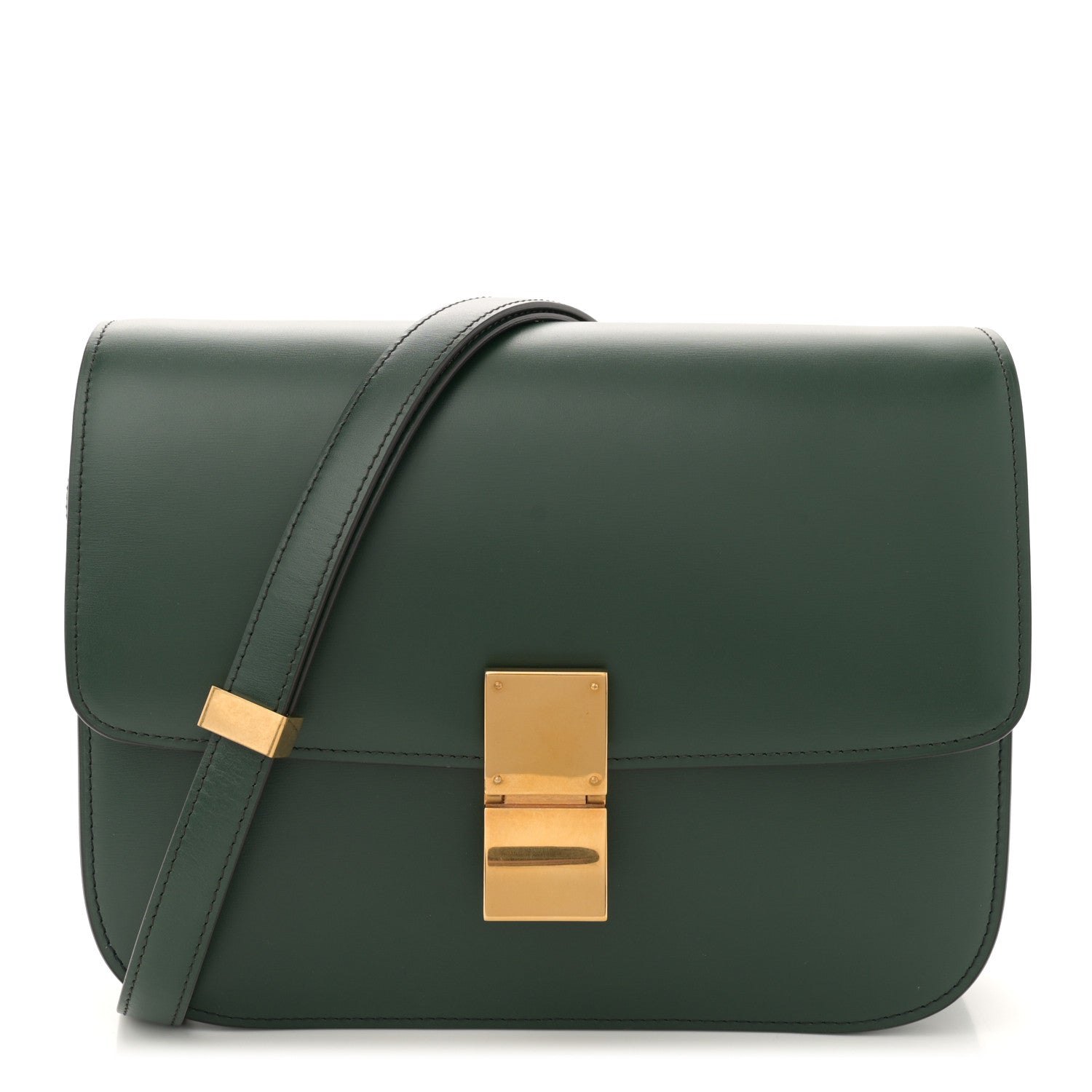 Celine Box Calfskin Medium Classic Box Flap Bag Dark Green 1 of 10