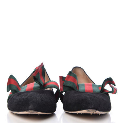 Gucci Suede Web Bow Point Toe Ballerina Flats 38.5 Black 2 of 11