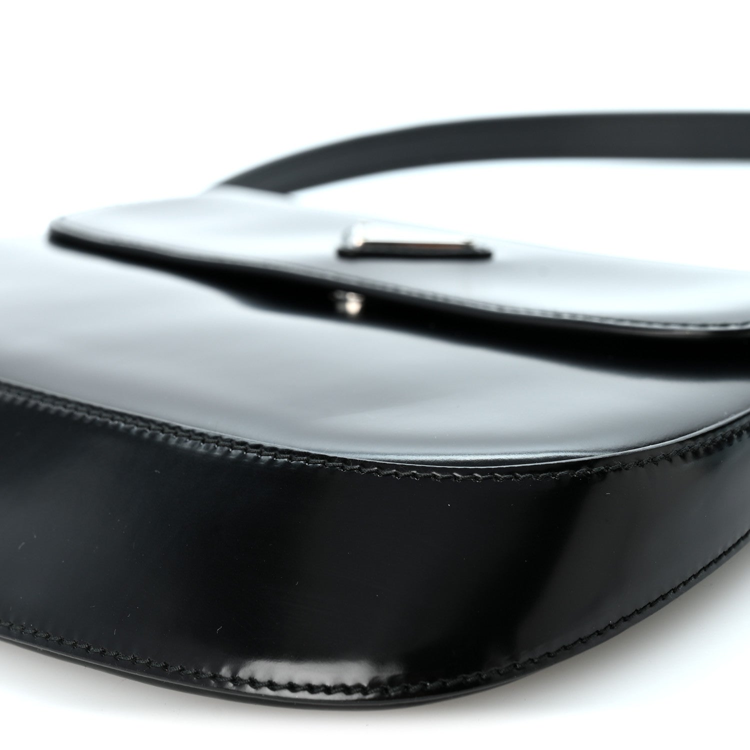 Prada Spazzolato Cleo Flap Shoulder Bag Black 10 of 10