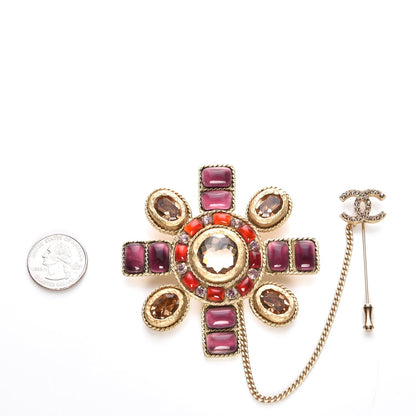 Chanel Gripoix Crystal CC Chain Brooch Gold 3 of 6