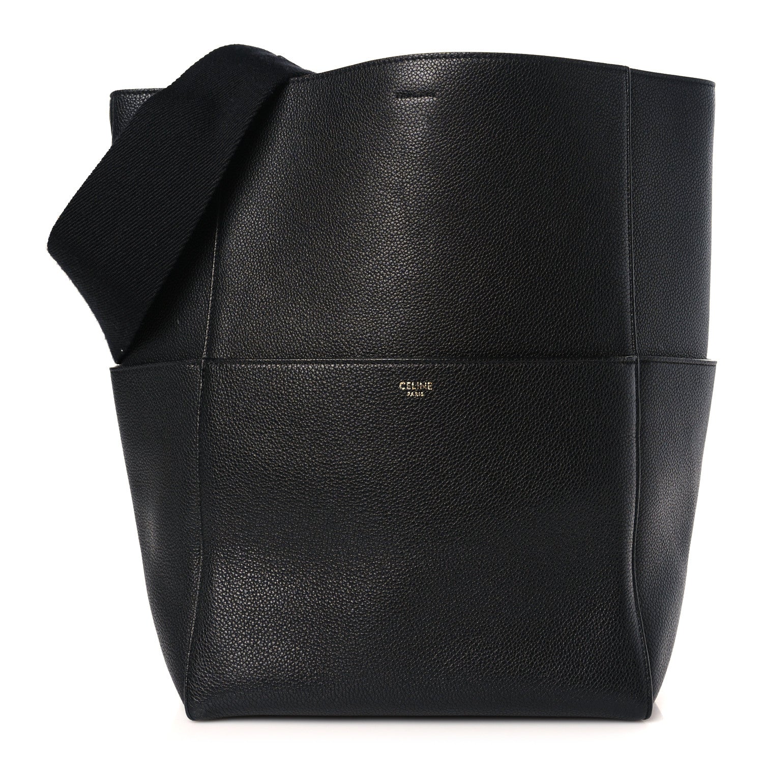 Celine Soft Grained Calfskin Sangle Bucket Bag Black 1 of 8