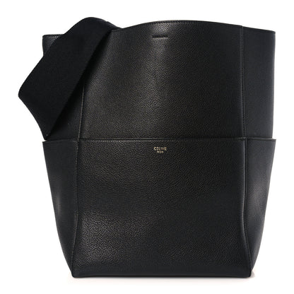 Celine Soft Grained Calfskin Sangle Bucket Bag Black 1 of 8