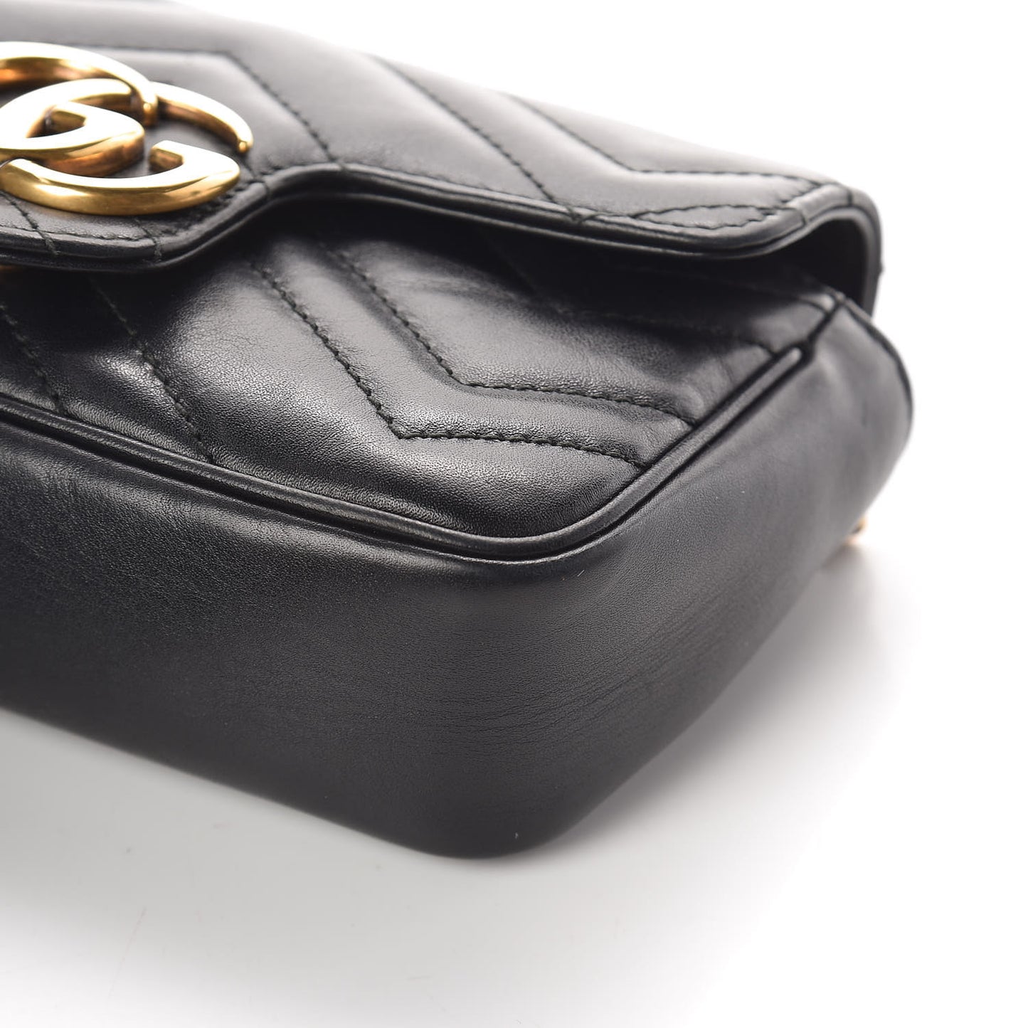 Calfskin Matelasse Super Mini GG Marmont Shoulder Bag Black