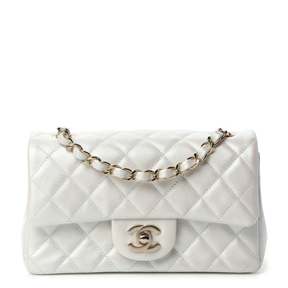 Chanel Iridescent Calfskin Quilted Mini Rectangular Flap White 1 of 11