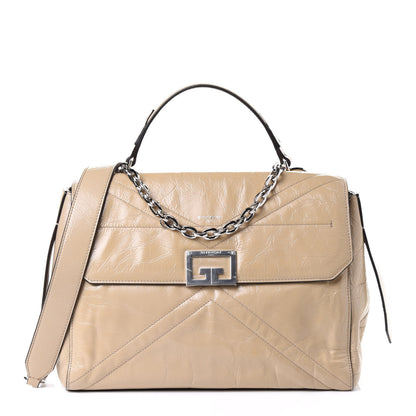 Givenchy Creased Patent Calfskin Medium ID Flap Beige 1 of 4