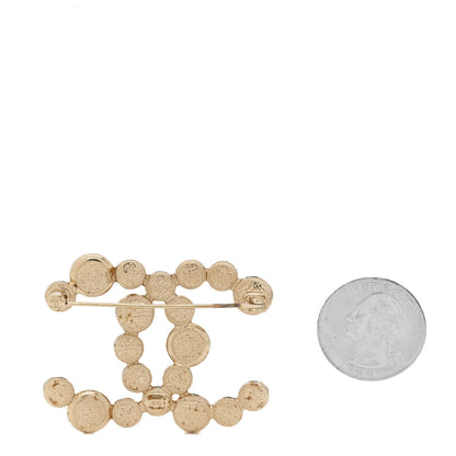 Chanel Metal Crystal Pearl CC Brooch Gold 2 of 4