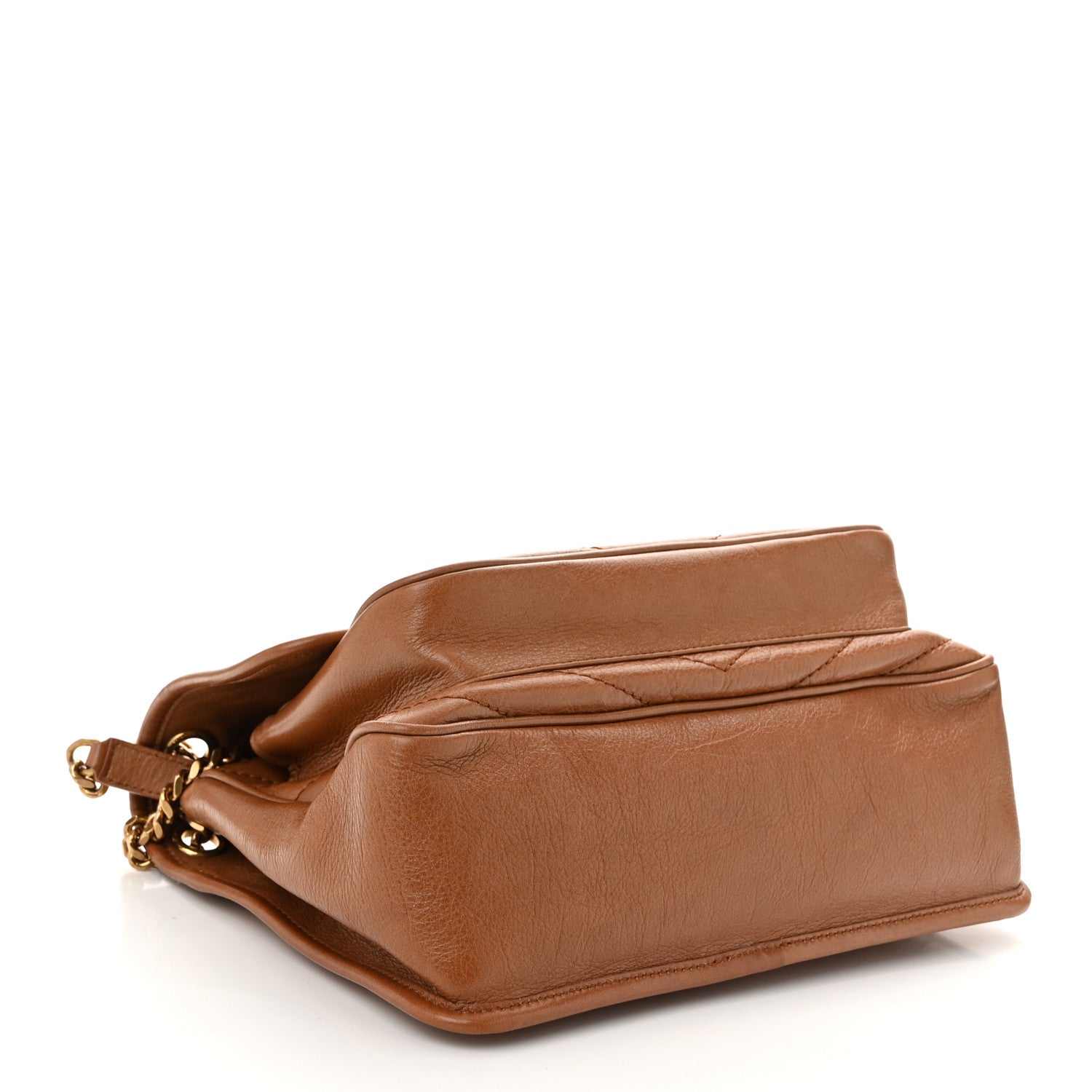 Saint Laurent Crinkled Calfskin Matelasse Monogram Medium Niki Chain Satchel Caramel 4 of 9