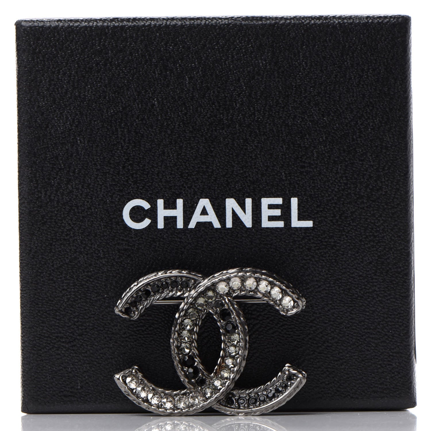 Chanel Ruthenium Crystal CC Brooch Black 5 of 5