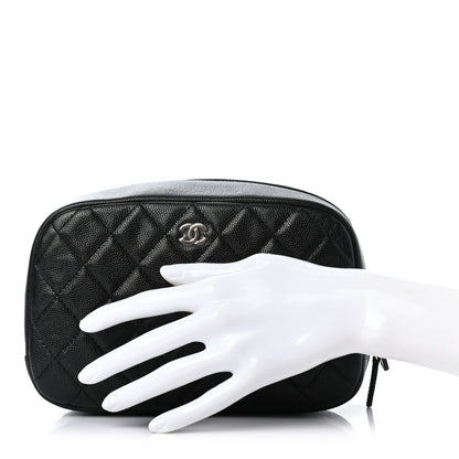 Chanel Caviar Quilted Curvy Pouch Cosmetic Case Black 2 of 8