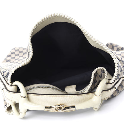 Gucci Monogram Large Horsebit Chain Hobo Navy 5 of 10