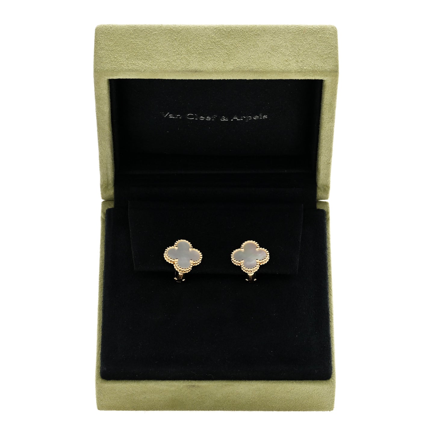 18K Yellow Gold Mother of Pearl Vintage Alhambra Earrings