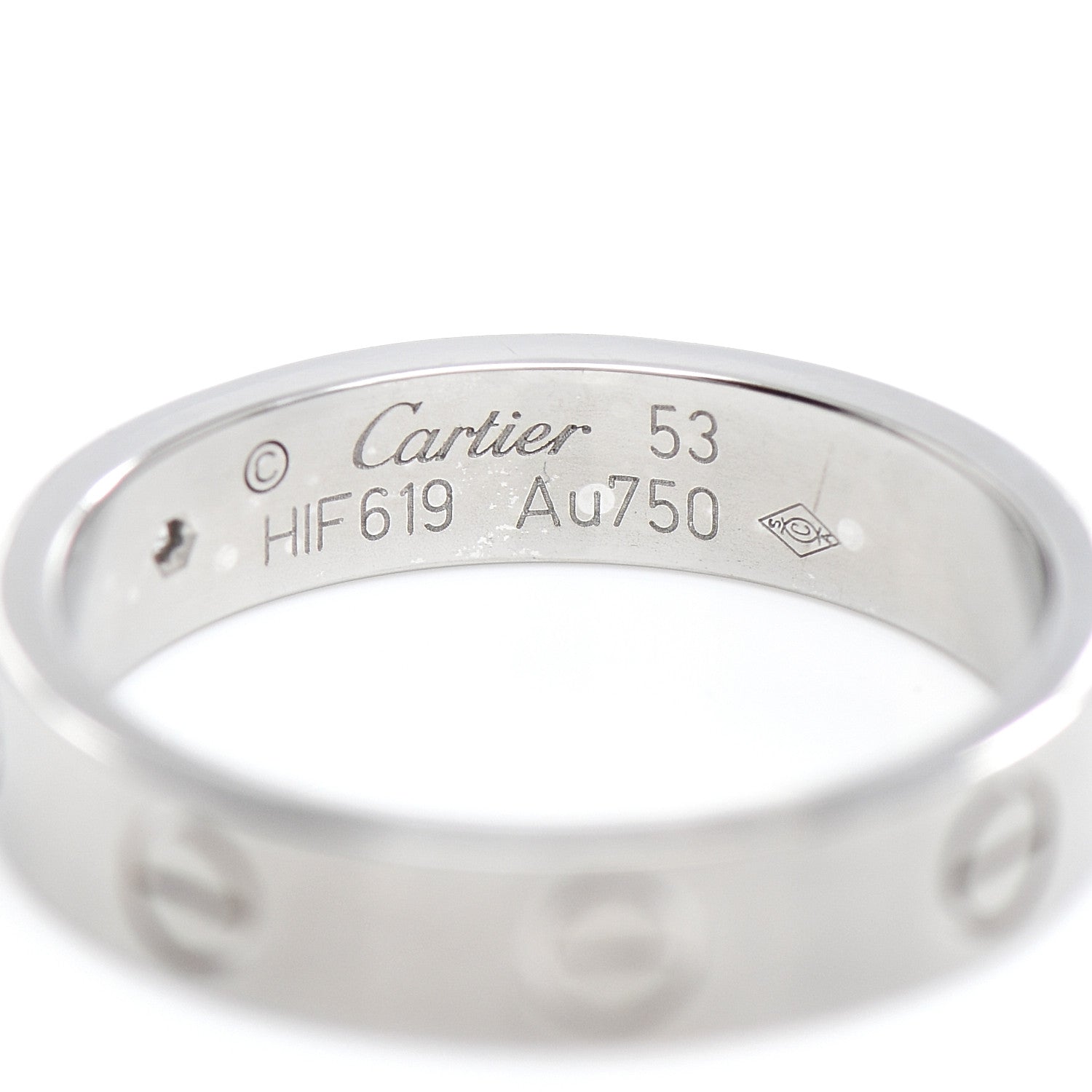 Cartier 18K White Gold Diamond 4mm LOVE Wedding Band Ring 53 6.5 4 of 5