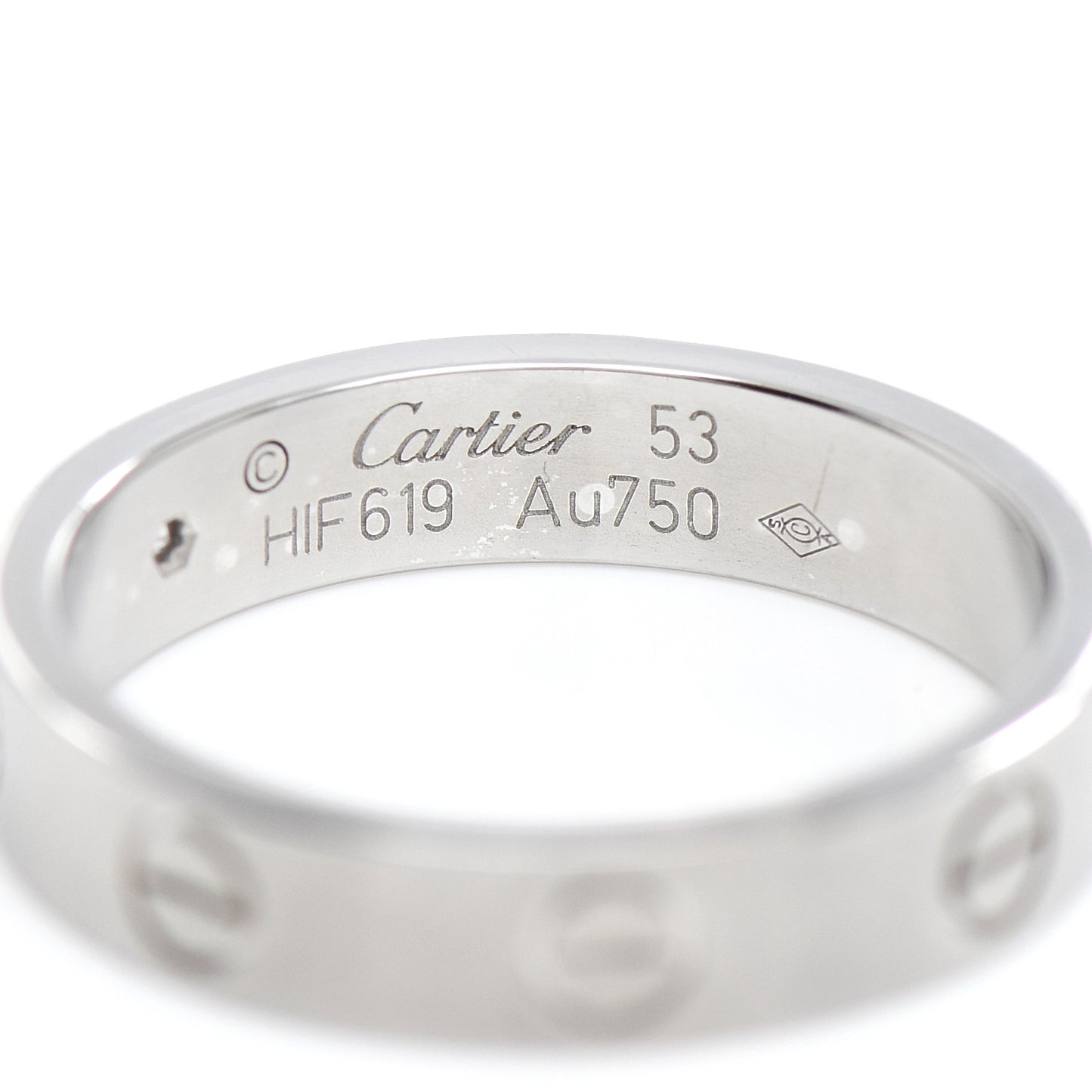 18K White Gold Diamond 4mm LOVE Wedding Band Ring 53 6.5
