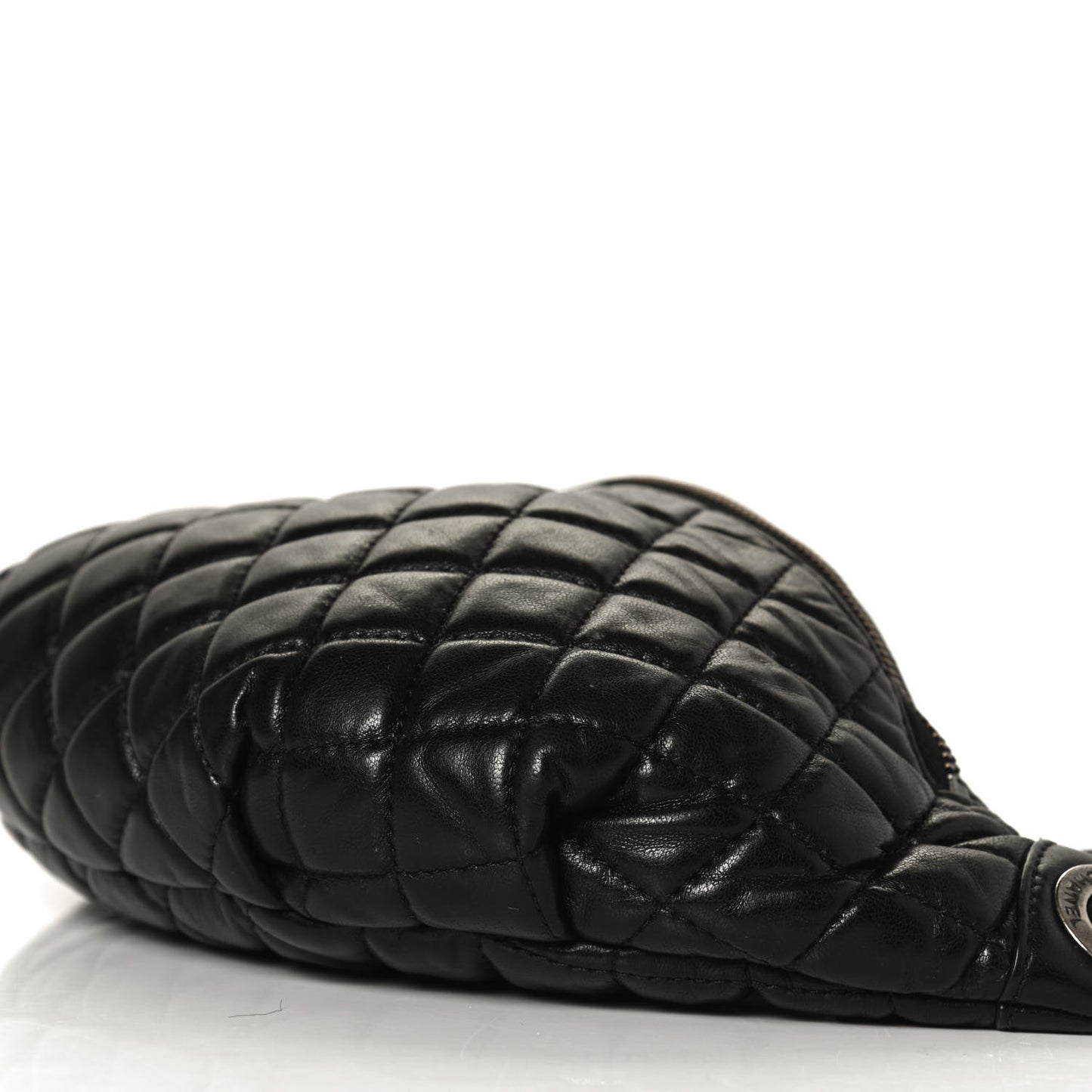 Lambskin Quilted Banane Waist Bag Fanny Pack Black