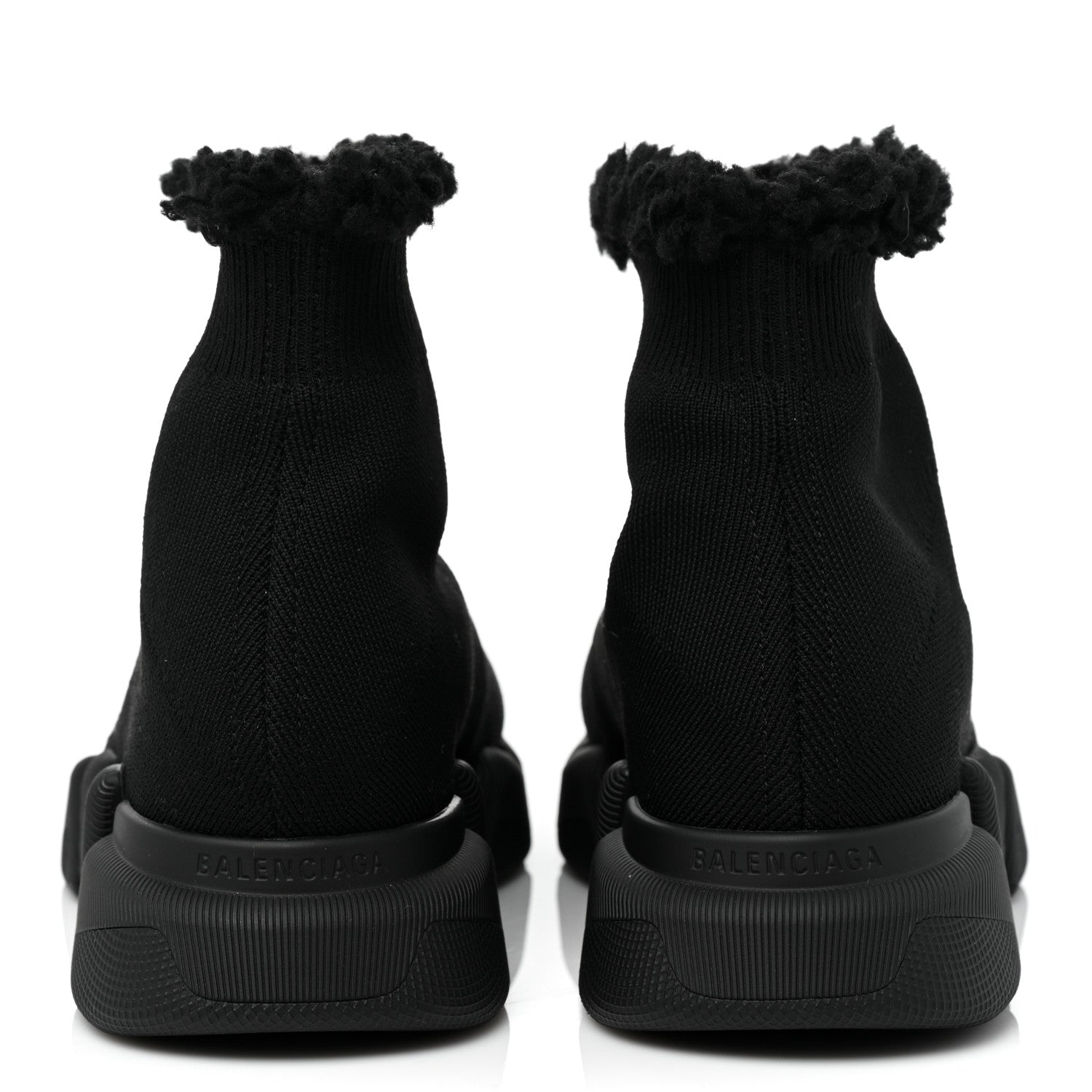 Balenciaga Technical 3D Recycled Knit Fake Fur Womens Speed 2.0 Sneakers 37 Monocolor Black 4 of 8