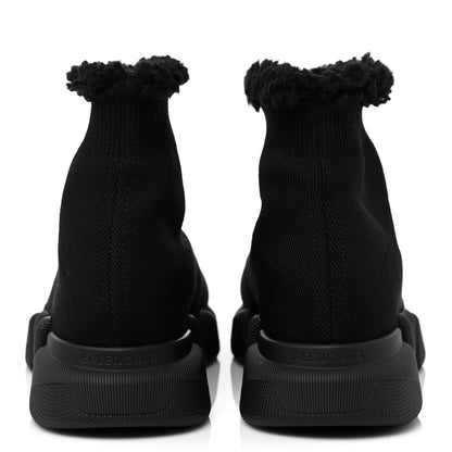 Balenciaga Technical 3D Recycled Knit Fake Fur Womens Speed 2.0 Sneakers 37 Monocolor Black 4 of 8