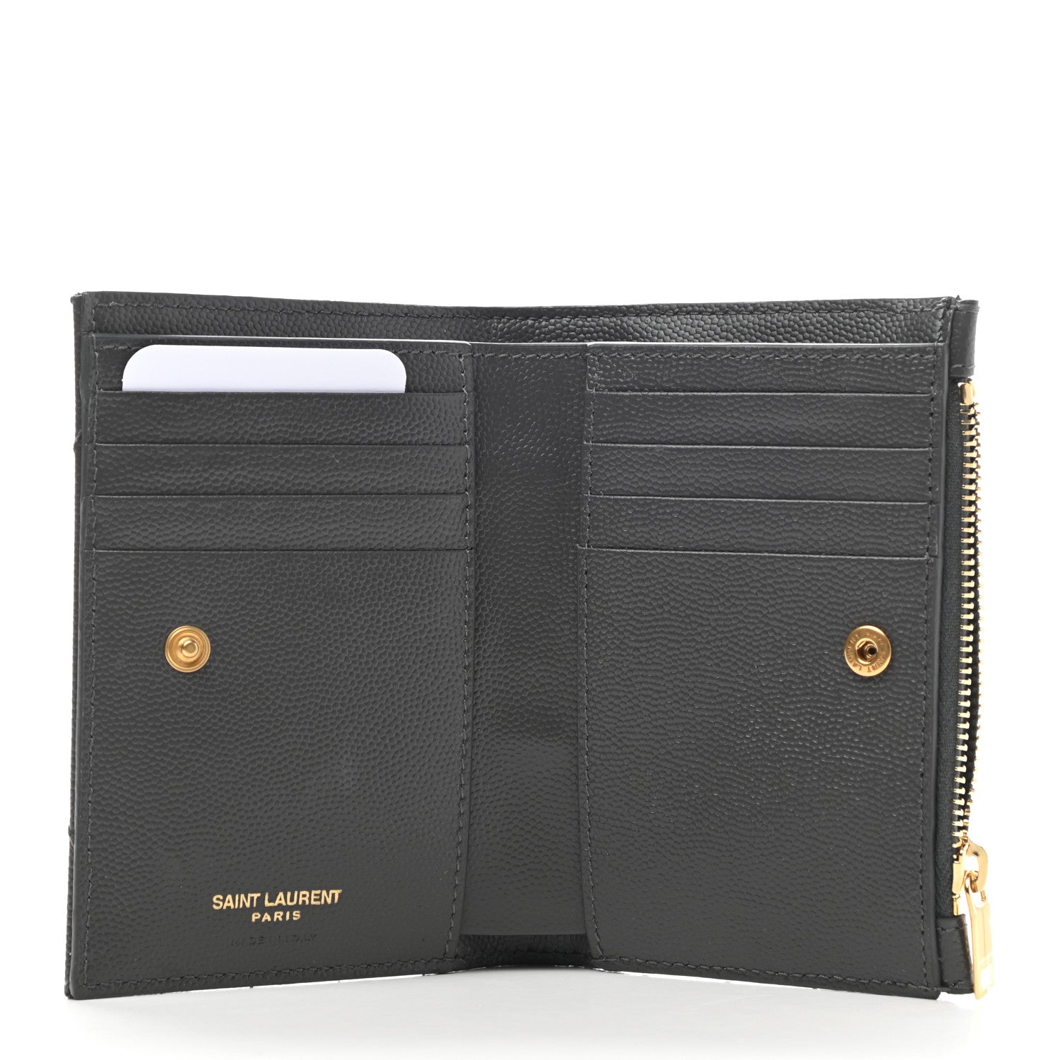 Saint Laurent Grain De Poudre Matelasse Chevron Monogram Zipped Two-Part Wallet Storm 5 of 7