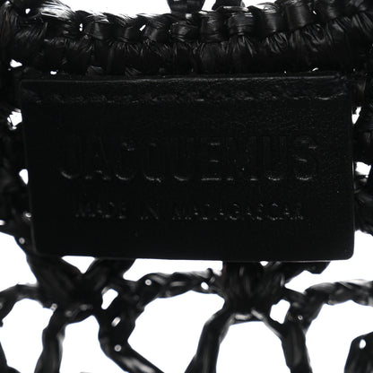 Jacquemus Raffia Le Petite Carre Spiaggia Square Tote Black 6 of 10