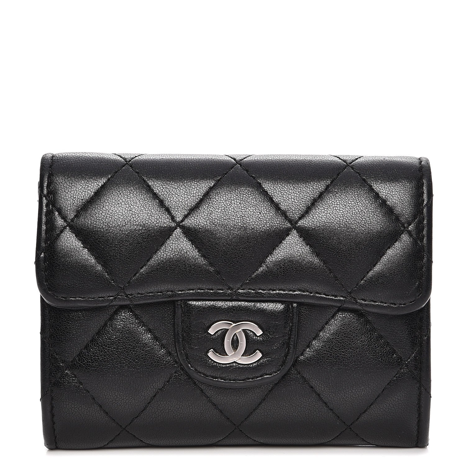 Chanel Lambskin Quilted Flap Card Holder Wallet Black 1 of 7