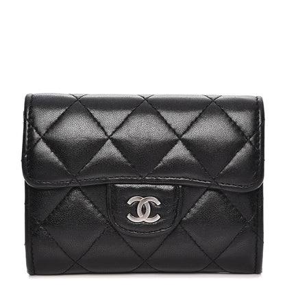Chanel Lambskin Quilted Flap Card Holder Wallet Black 1 of 7
