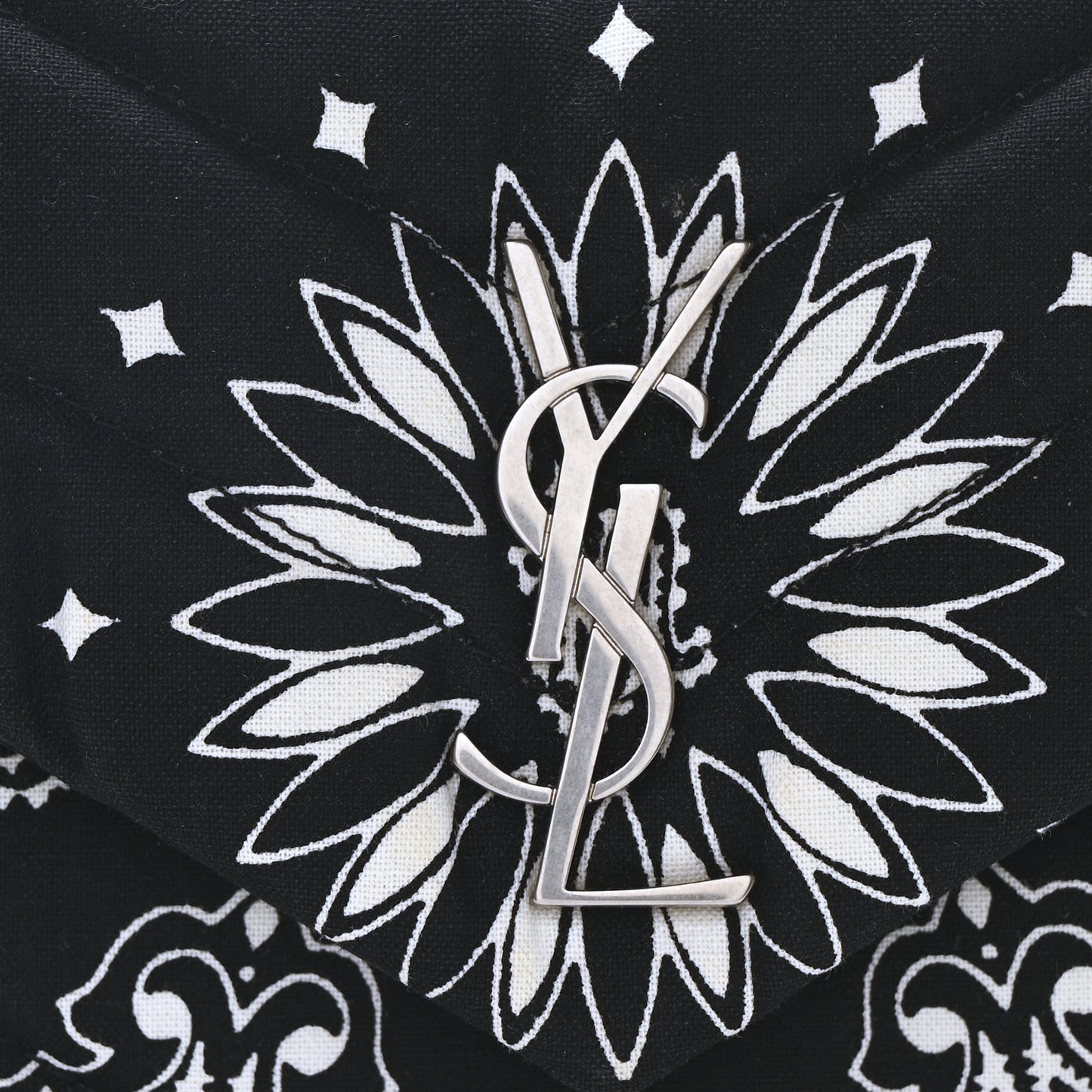 Cotton Bandana Y Quilted Monogram Toy Loulou Crossbody Bag Black White