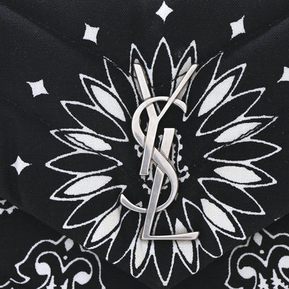 Saint Laurent Cotton Bandana Y Quilted Monogram Toy Loulou Crossbody Bag Black White 9 of 12