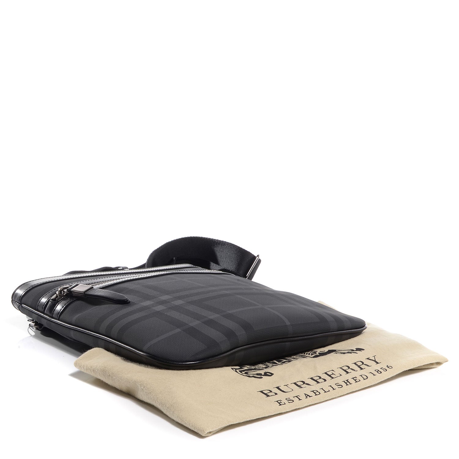 Burberry London Check Turin Flat Crossbody Messenger Bag Charcoal 4 of 10