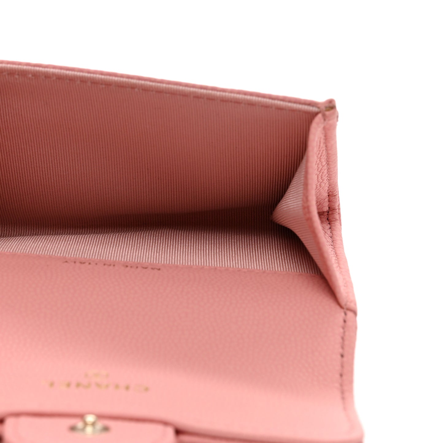 Caviar Chevron Quilted Flap Card Holder Pink