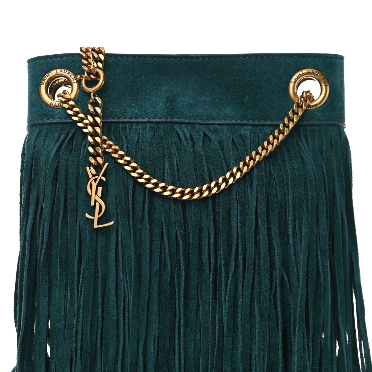 Suede Calfskin Small Grace Fringed Hobo Bag Rope Sea Turquoise