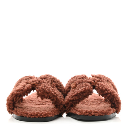 Hermes Woolskin Oran Sandals 36 Cognac 2 of 10