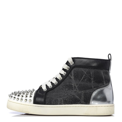Christian Louboutin Calfskin Lurex Specchio Spikes Louis Orlato Flat Sneakers 37.5 Black Silver 1 of 7