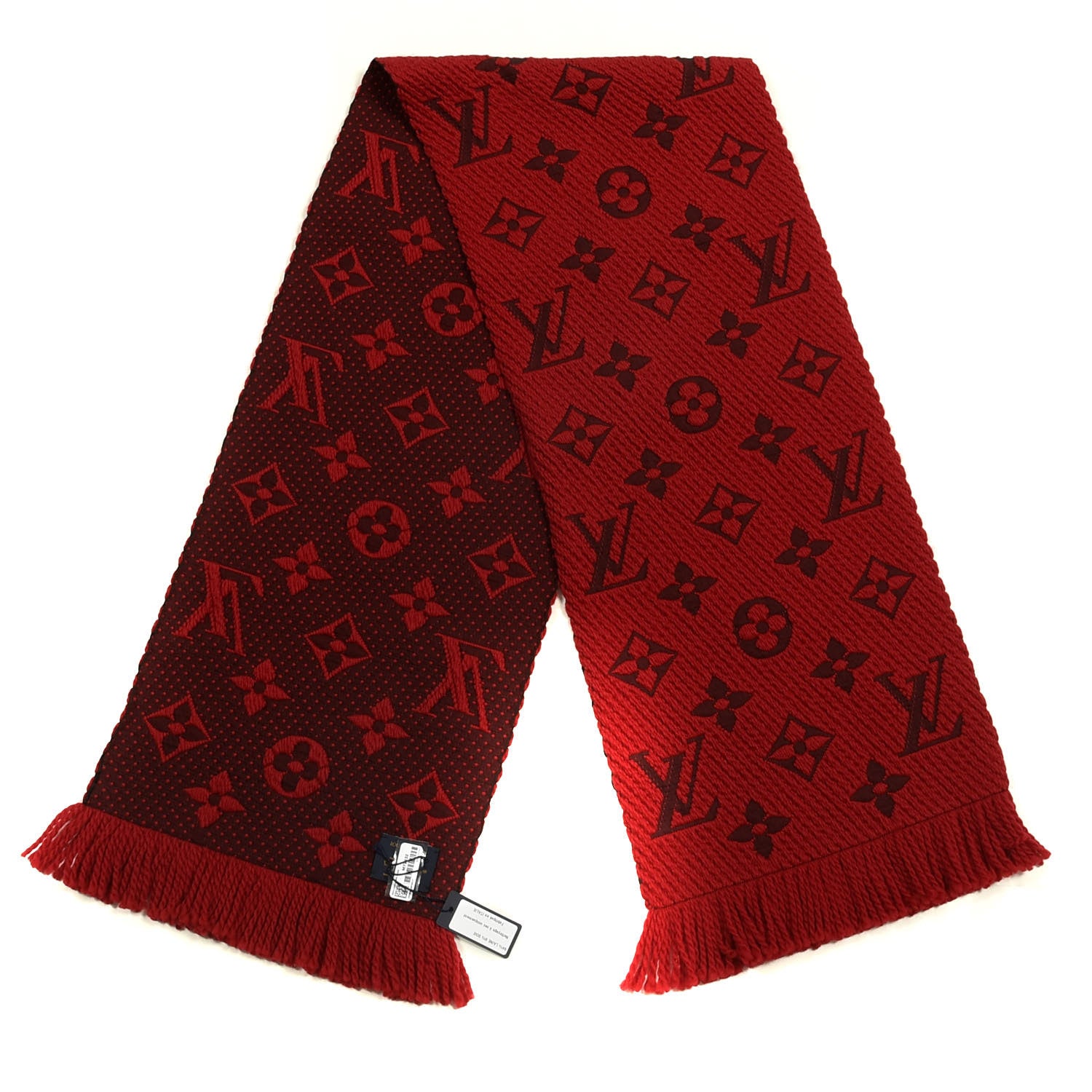 Louis Vuitton Wool Silk Logomania Scarf Rubis 2 of 3
