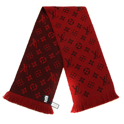 Louis Vuitton Wool Silk Logomania Scarf Rubis 2 of 3