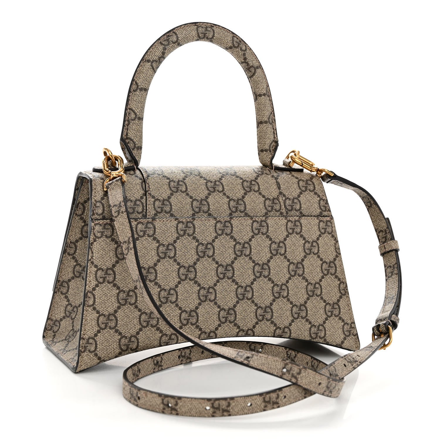 Balenciaga X GUCCI GG Supreme Monogram Small Hourglass Top Handle Bag Beige Ebony 3 of 9