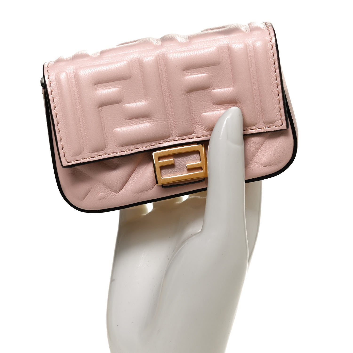 Fendi Nappa Matisse FF Embossed Nano Baguette Charm Rosa Quarzo 2 of 10