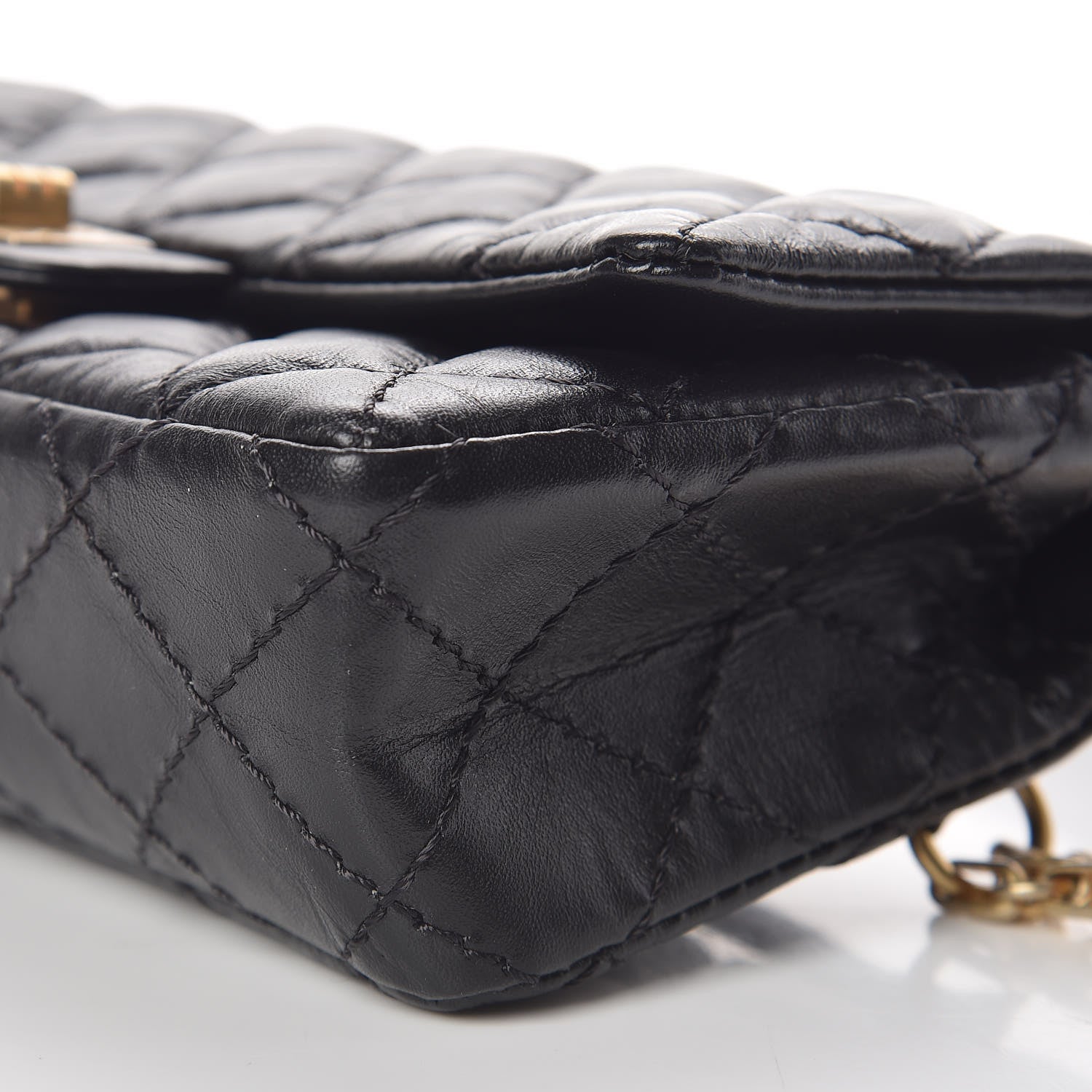Chanel Aged Calfskin Quilted 2.55 Reissue Flap Belt Bag Clutch Black 6 of 12