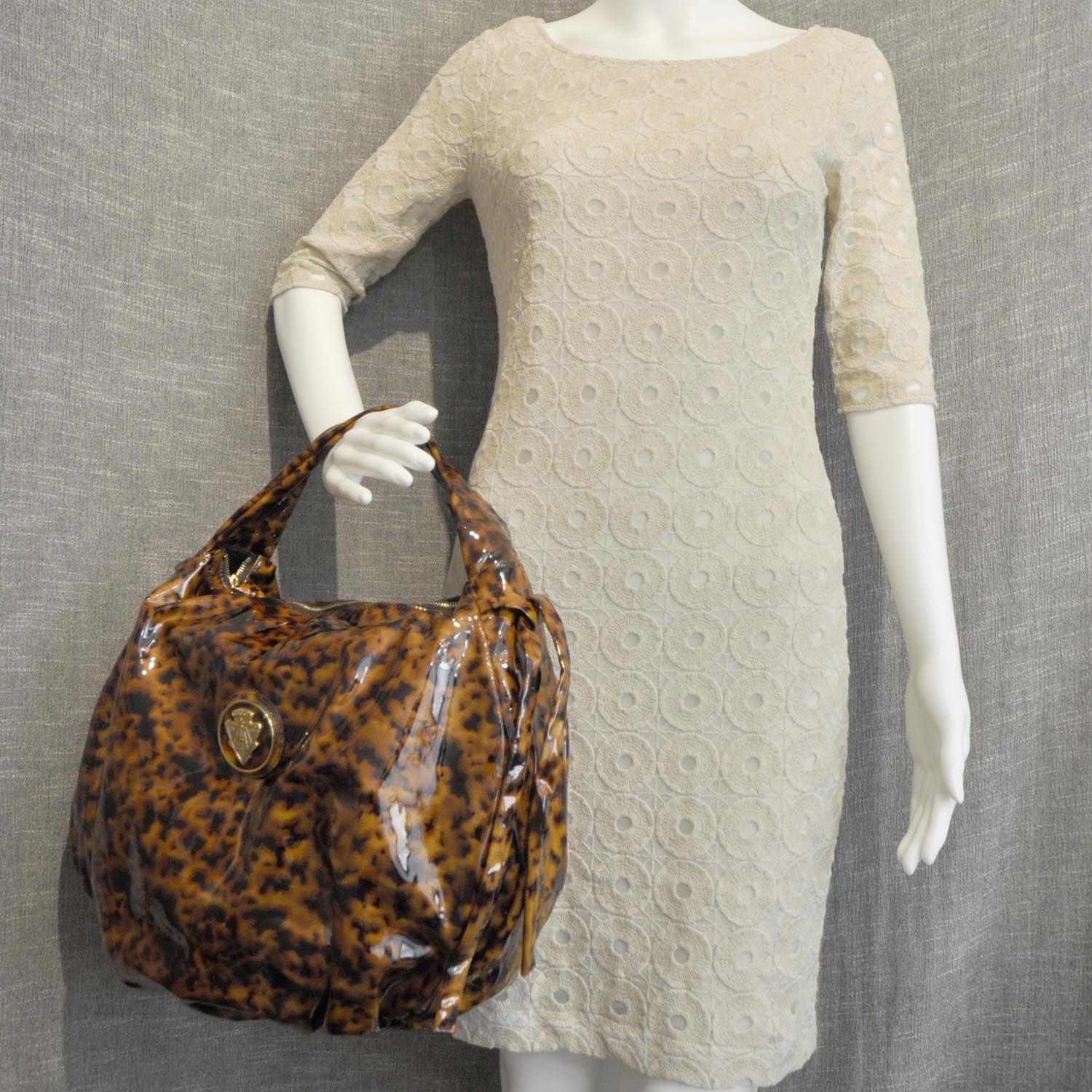 Gucci Patent Tortoise Shell Medium Hysteria Hobo 2 of 12