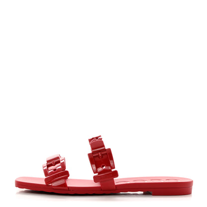 Gucci Rubber Womens Slide Sandals 36 Hibiscus Red 1 of 10