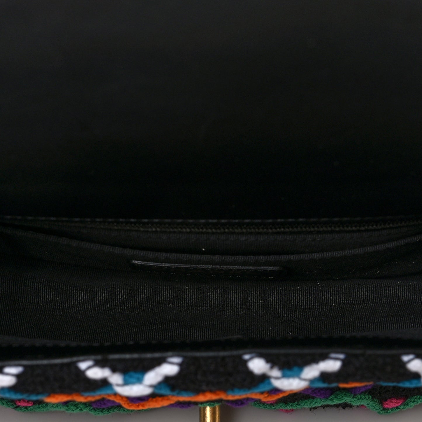 Tweed Diamond Threaded Mini Rectangular Pearl Crush Flap Black Multicolor