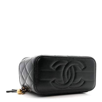 Chanel Calfskin Quilted Perfect Fit Vanity Case With Chain Black 4 of 13