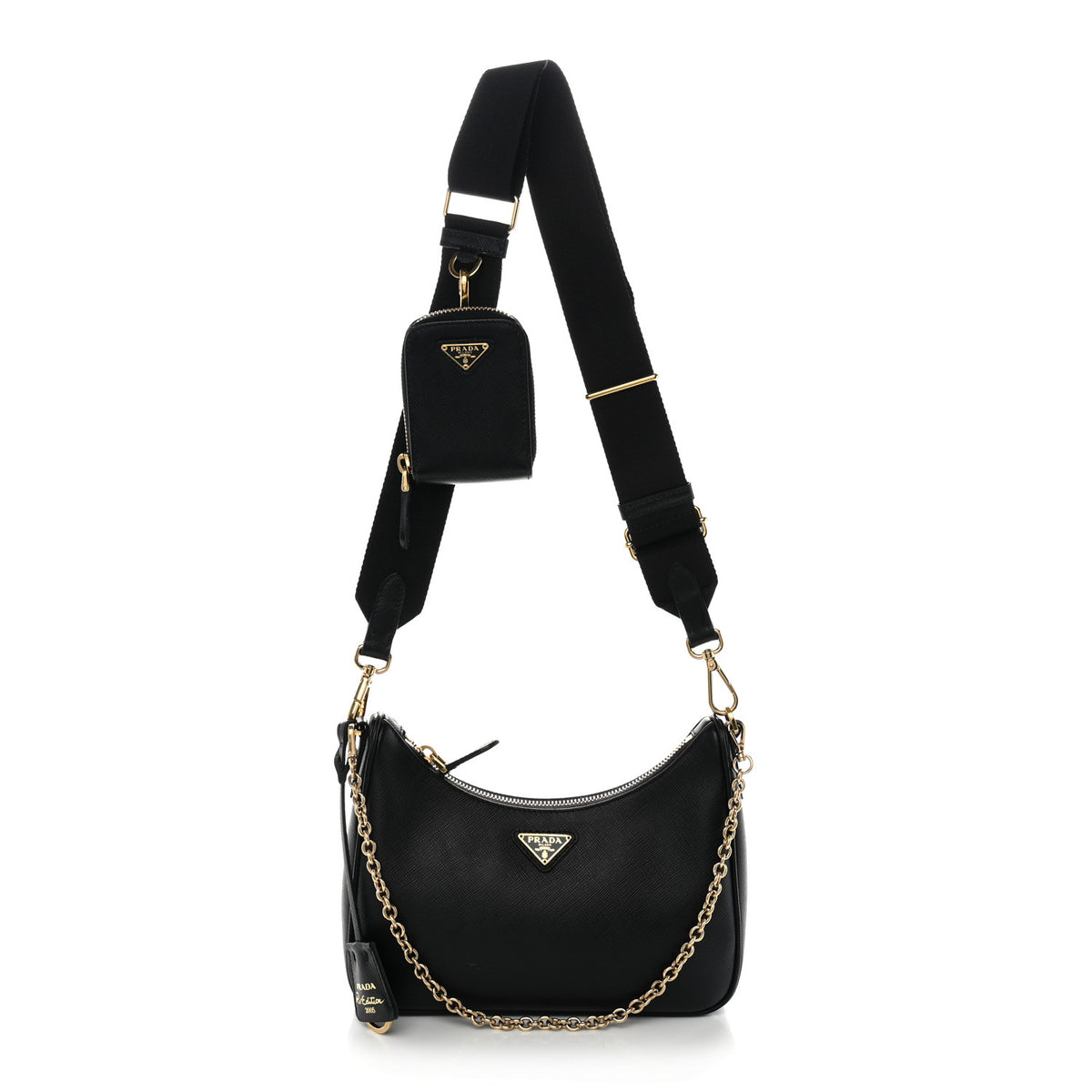 Saffiano Lux Re-Edition 2005 Shoulder Bag Black