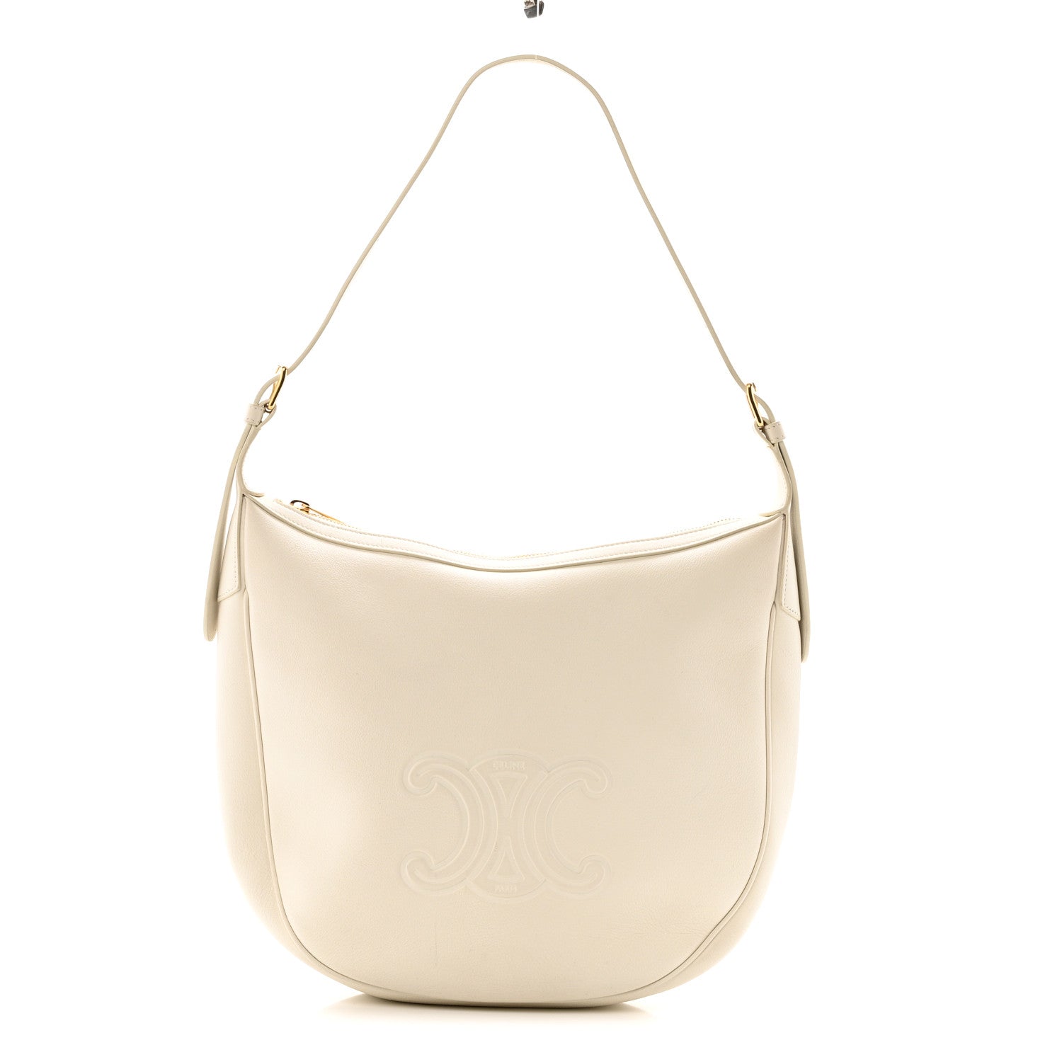 Celine Supple Calfskin Cuir Triomphe Heloise Shoulder Bag White 1 of 15